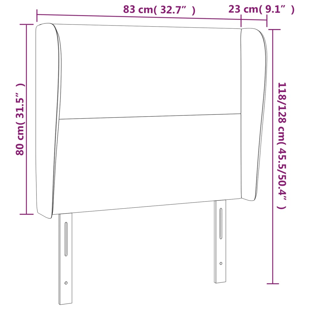 vidaXL Tête de lit avec oreilles Bleu 83x23x118/128 cm Tissu