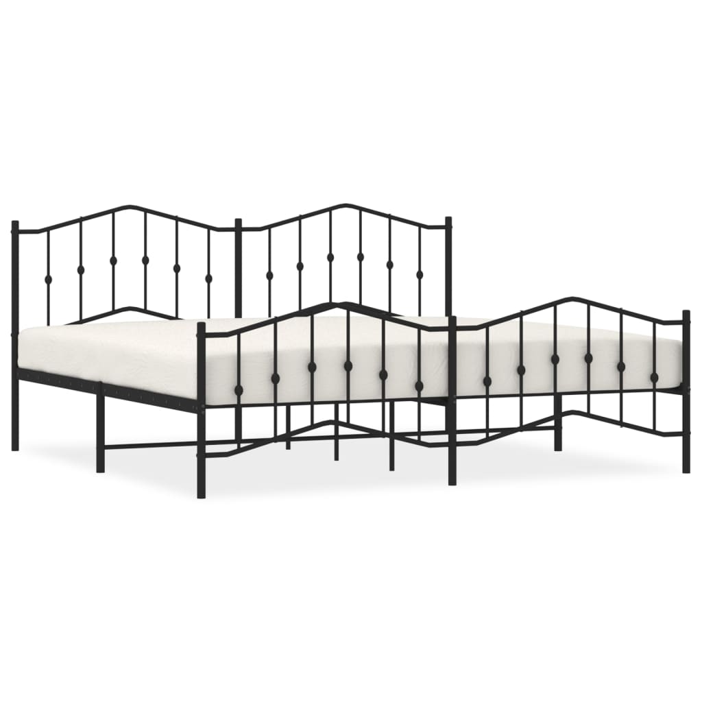 vidaXL Cadre de lit métal sans matelas avec pied de lit noir 200x200cm