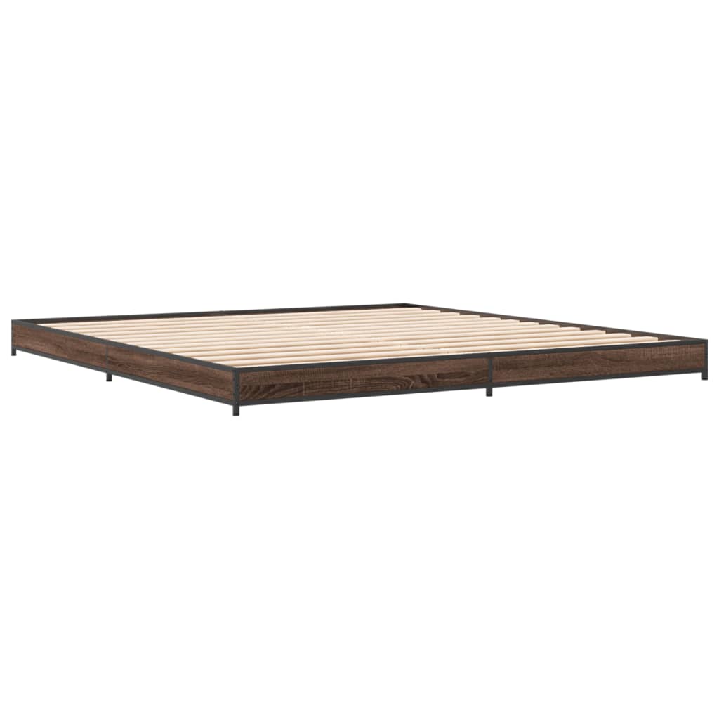 vidaXL Cadre de lit chêne marron 160x200 cm bois d'ingénierie et métal