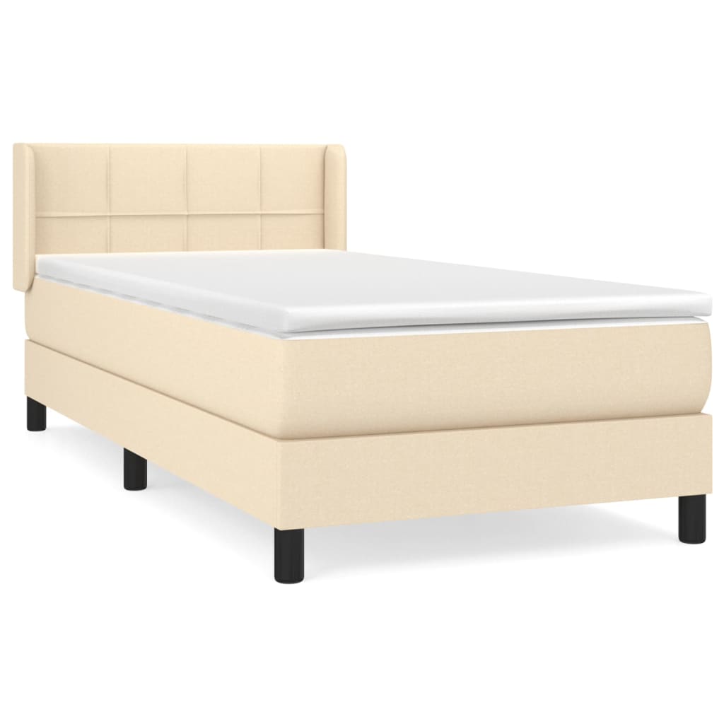 vidaXL Sommier à lattes de lit et matelas Crème 90x190 cm Tissu