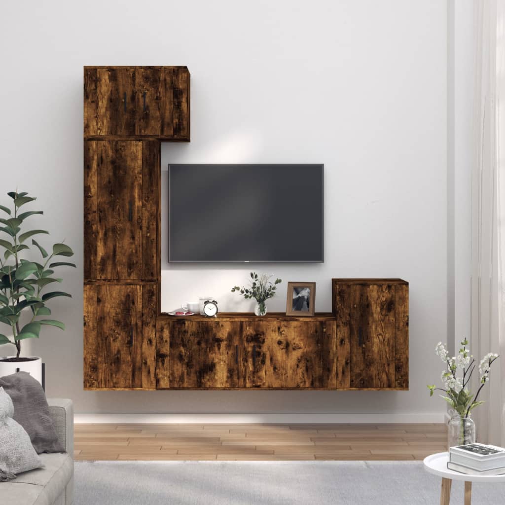 vidaXL Ensemble de meubles TV 5 pcs Chêne fumé Bois d'ingénierie