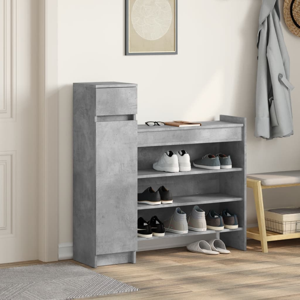 vidaXL Armoire à chaussures gris béton bois d'ingénierie