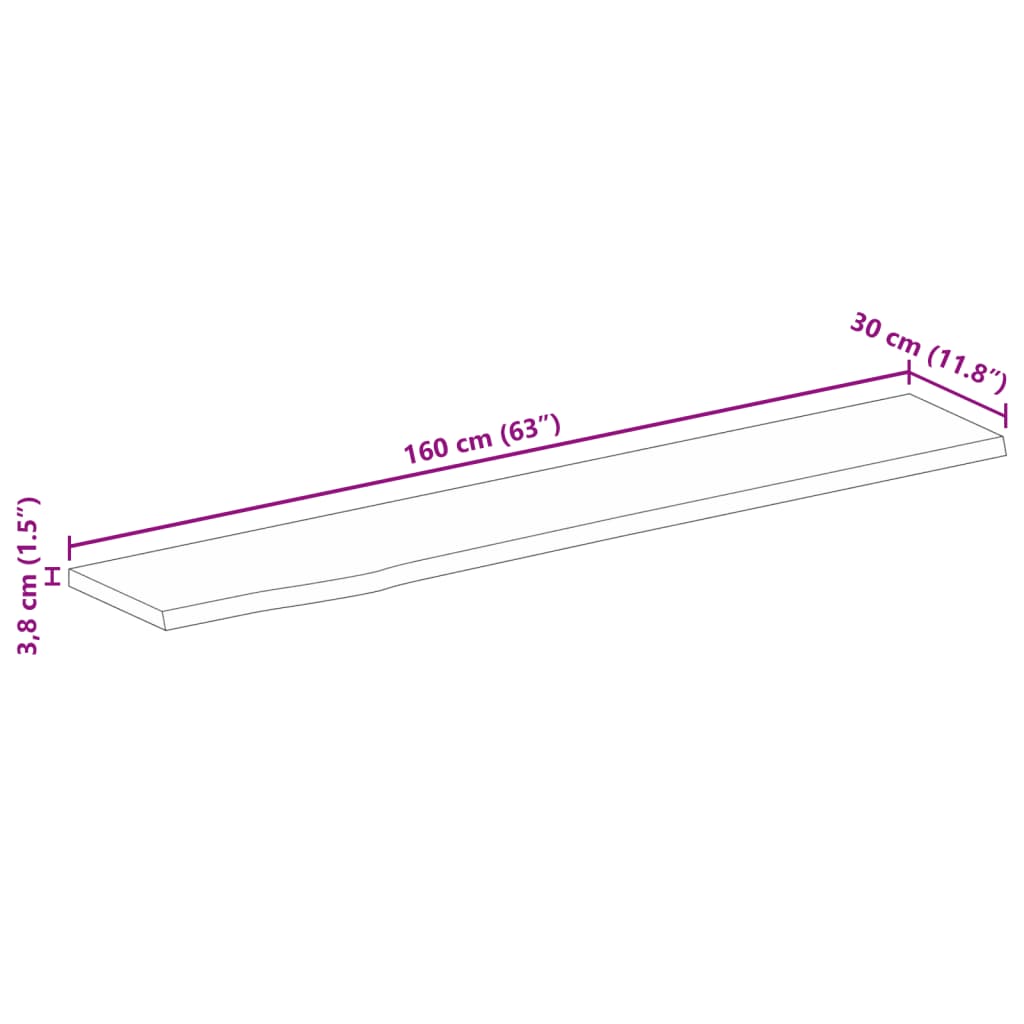 vidaXL Dessus de table à bord vivant 160x30x3,8cm bois massif manguier