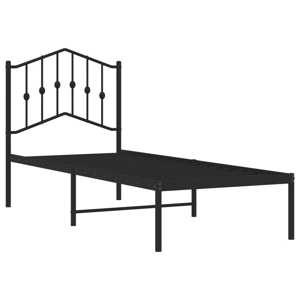 vidaXL Cadre de lit métal sans matelas avec tête de lit noir 75x190 cm