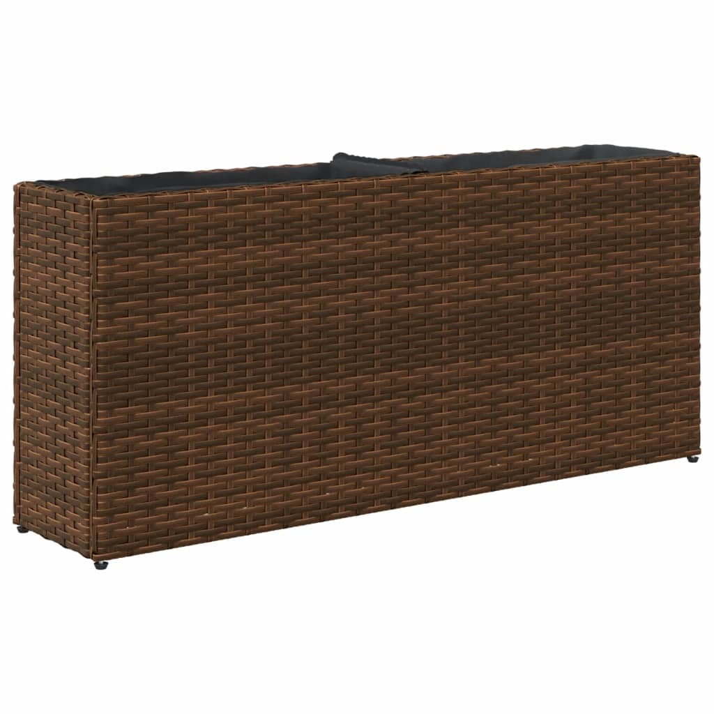 vidaXL Jardinières avec 2 pots 2 pcs marron 90x20x40 cm résine tressée