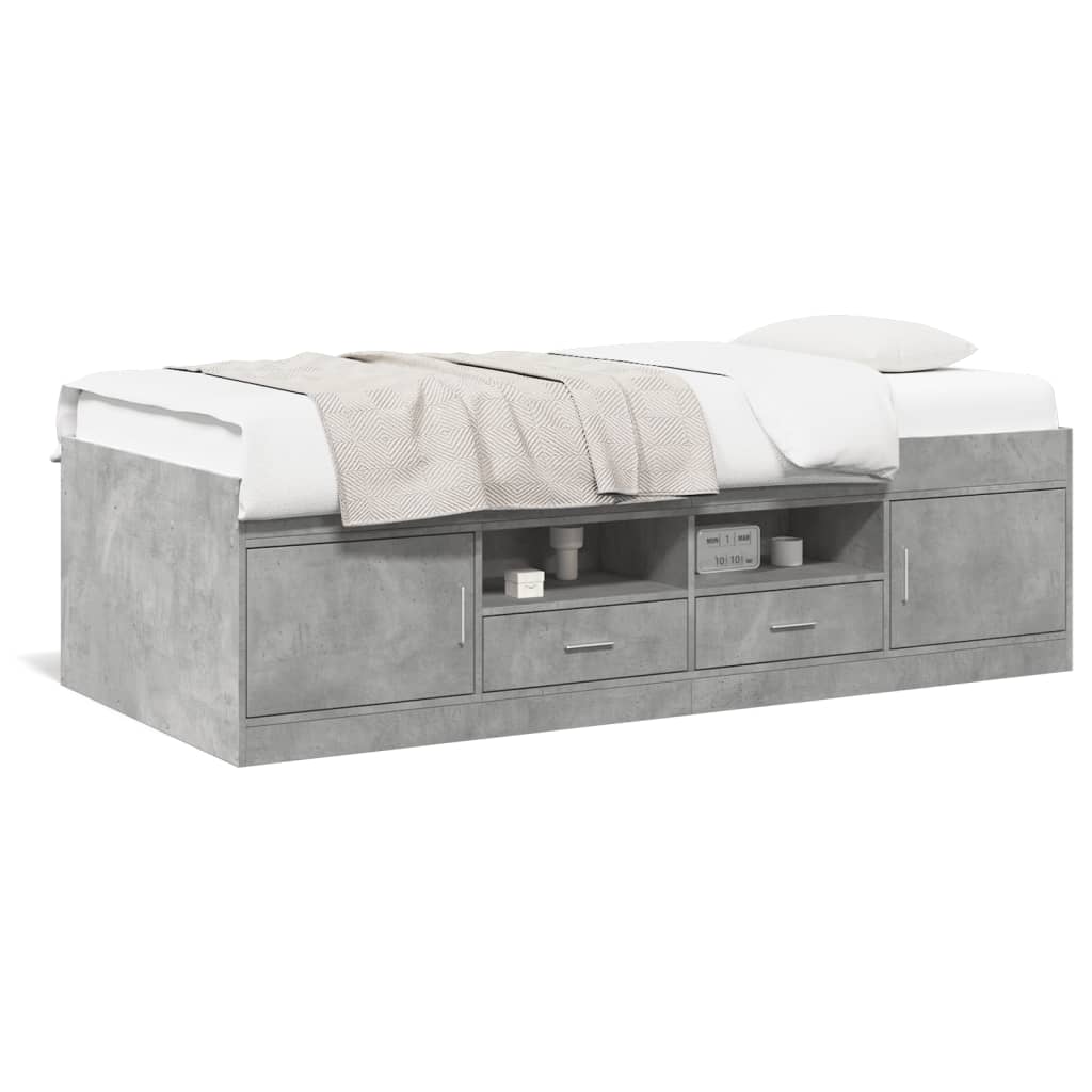 vidaXL Lit de jour avec tiroirs sans matelas gris béton 75x190 cm