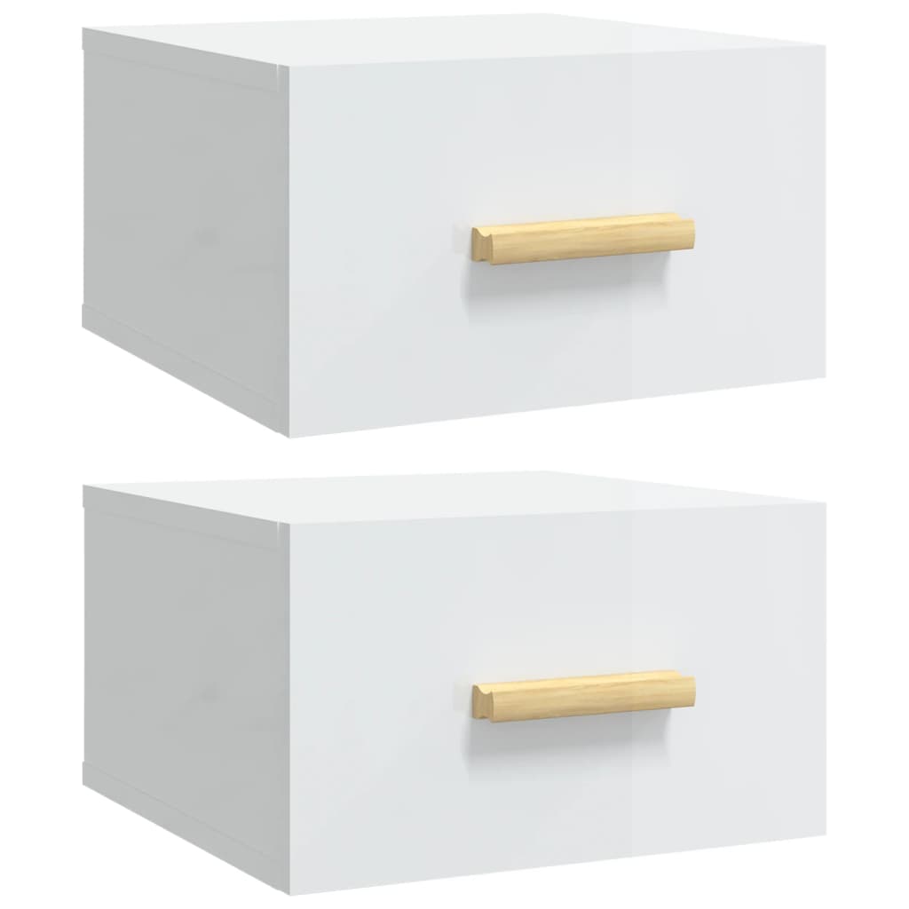 vidaXL Tables de chevet murales 2 pcs blanc brillant 35x35x20 cm