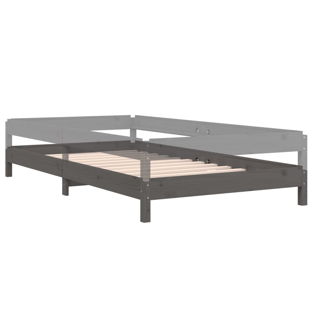 vidaXL Lit empilable sans matelas gris 100x200 cm bois massif de pin