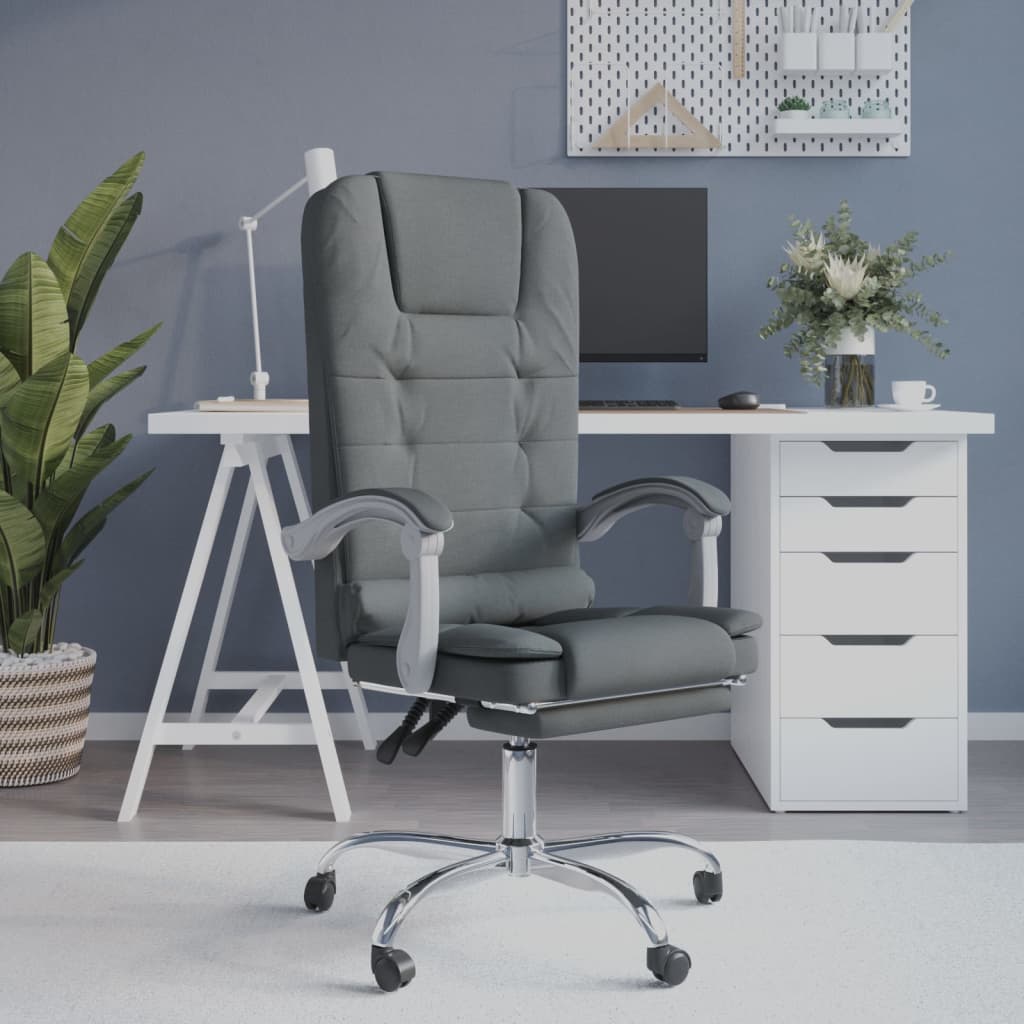 vidaXL Fauteuil de massage inclinable de bureau Gris foncé Tissu