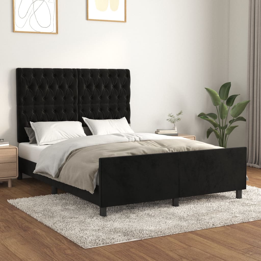 vidaXL Cadre de lit sans matelas noir 140x190 cm velours