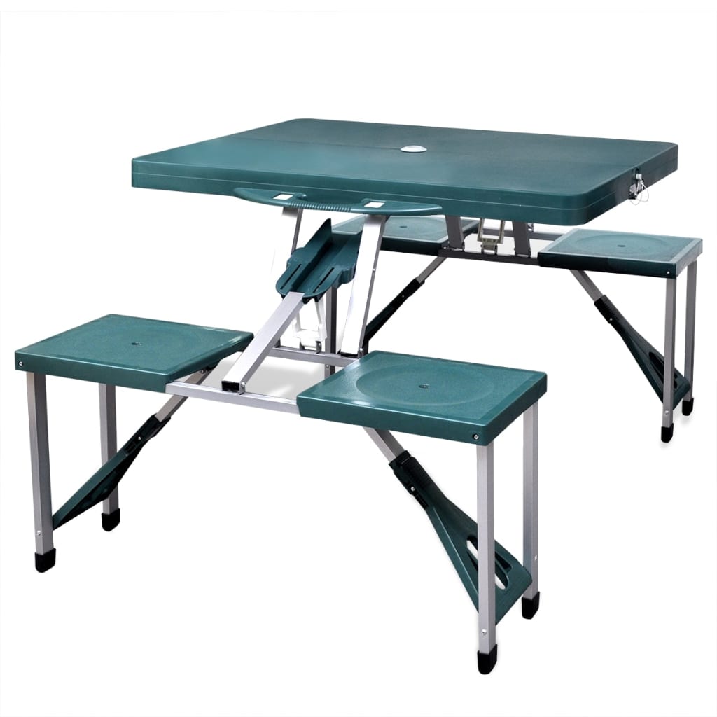 vidaXL Ensemble de table pliable de camping avec 4 tabourets aluminium