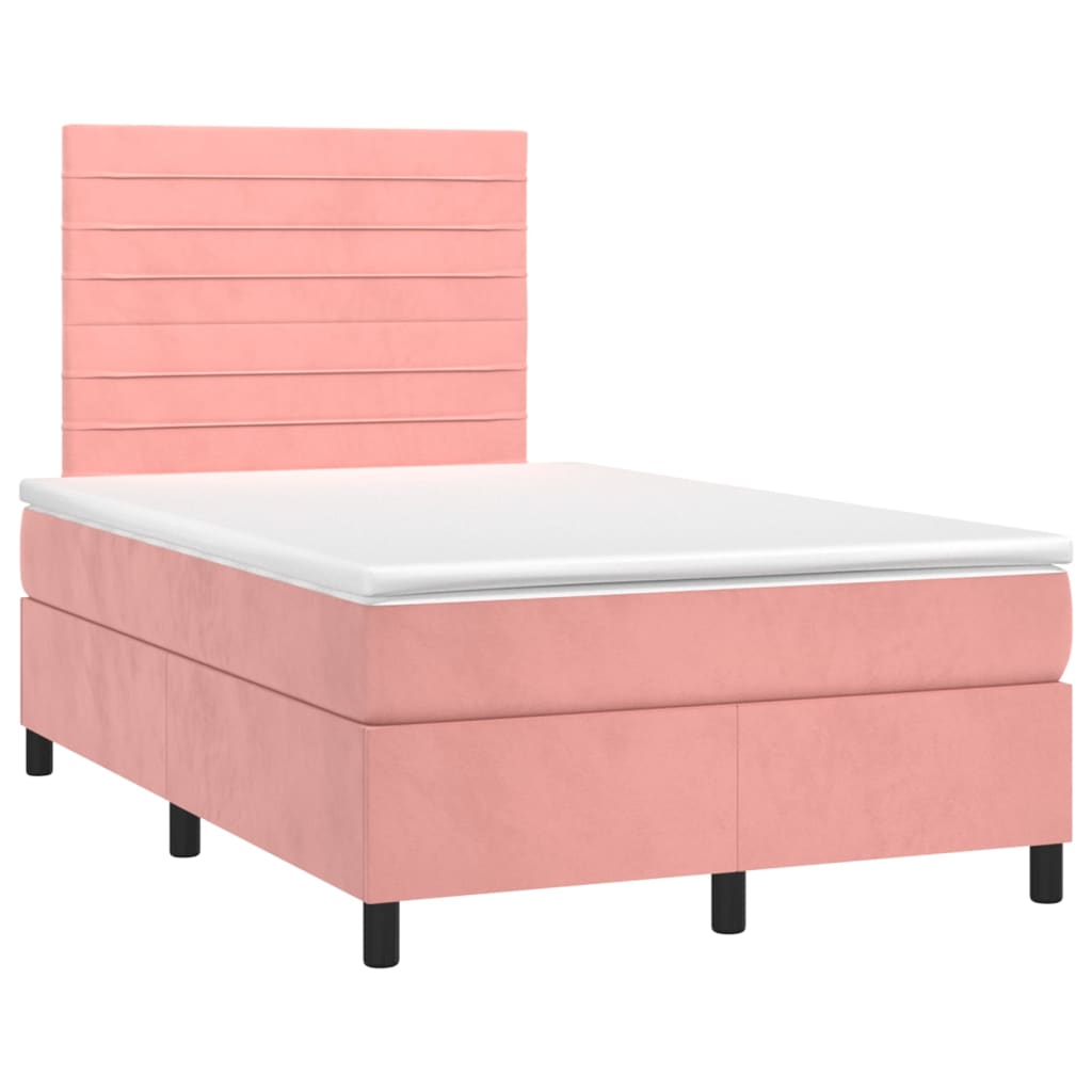 vidaXL Sommier à lattes de lit avec matelas Rose 120x200 cm Velours