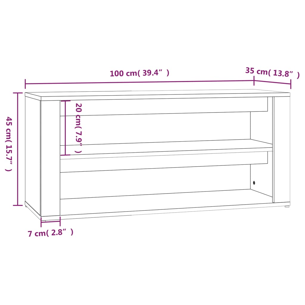 vidaXL Étagère à chaussures Chêne marron 100x35x45cm Bois d'ingénierie