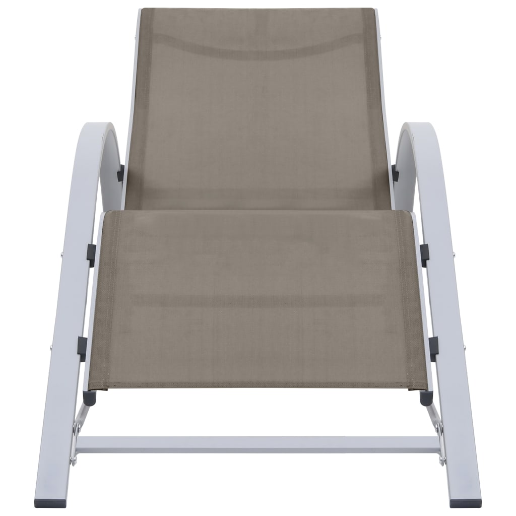 vidaXL Chaises longues lot de 2 avec table Aluminium Taupe