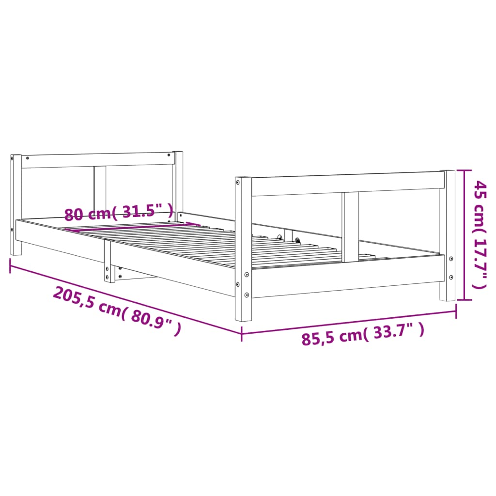 vidaXL Cadre de lit pour enfants 80x200 cm bois de pin massif