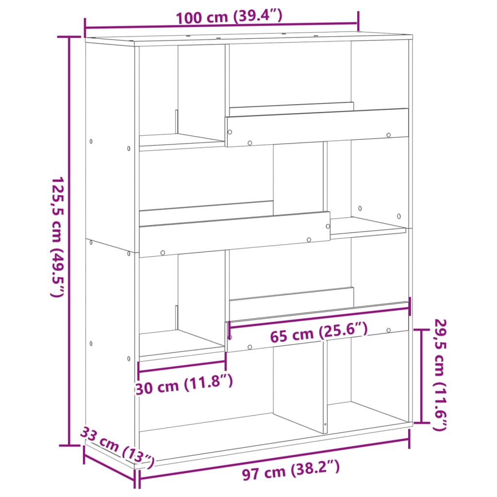 vidaXL Cloison de séparation blanc 100x33x125,5 cm bois d'ingénierie