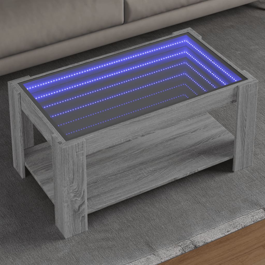 vidaXL Table basse avec LED sonoma gris 93x53x45 cm bois d'ingénierie