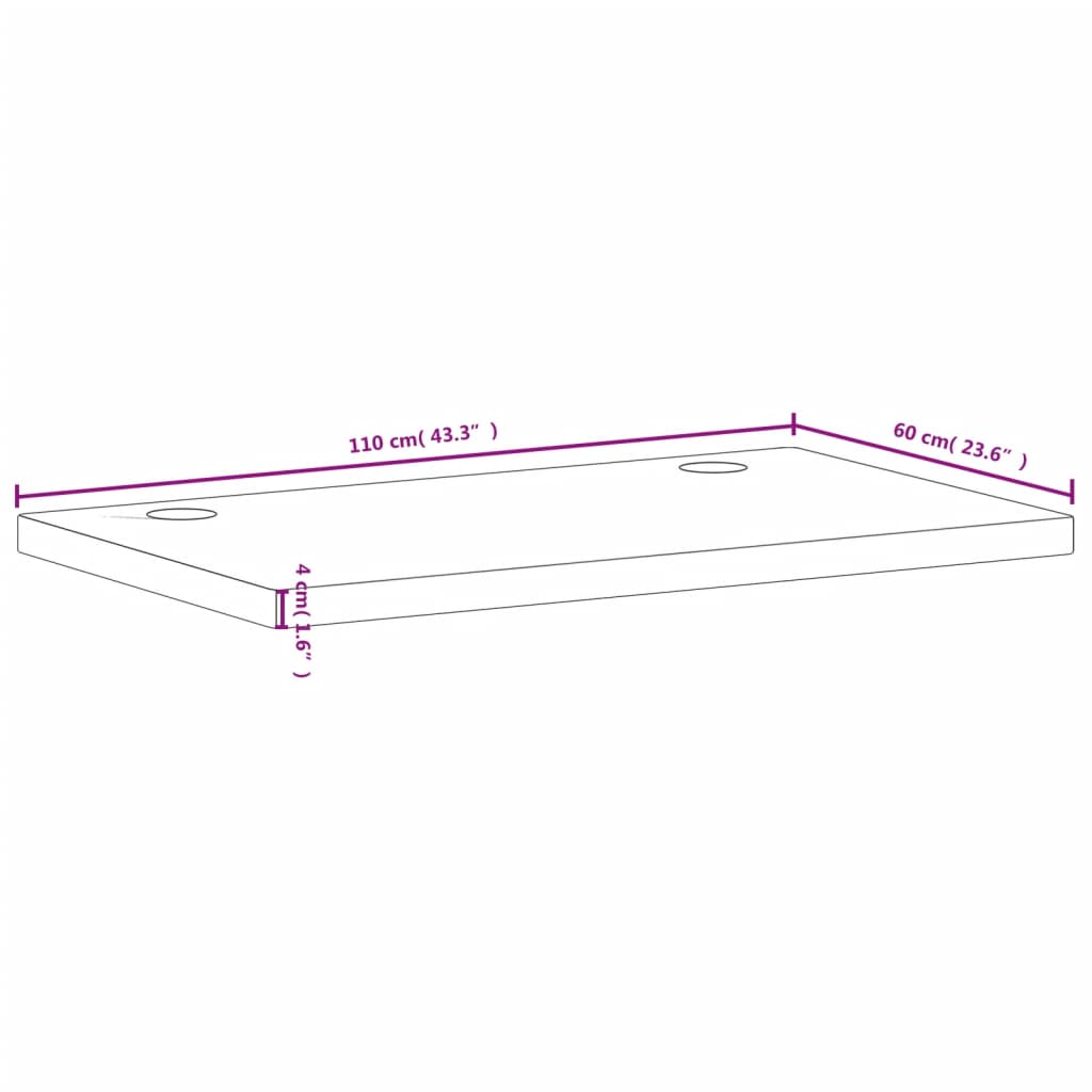 vidaXL Dessus de bureau 110x60x4 cm bois massif de hêtre