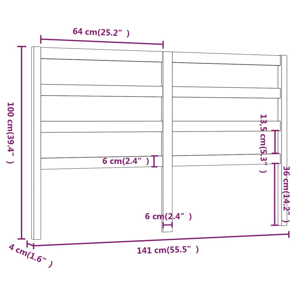 vidaXL Tête de lit 141x4x100 cm Bois massif de pin