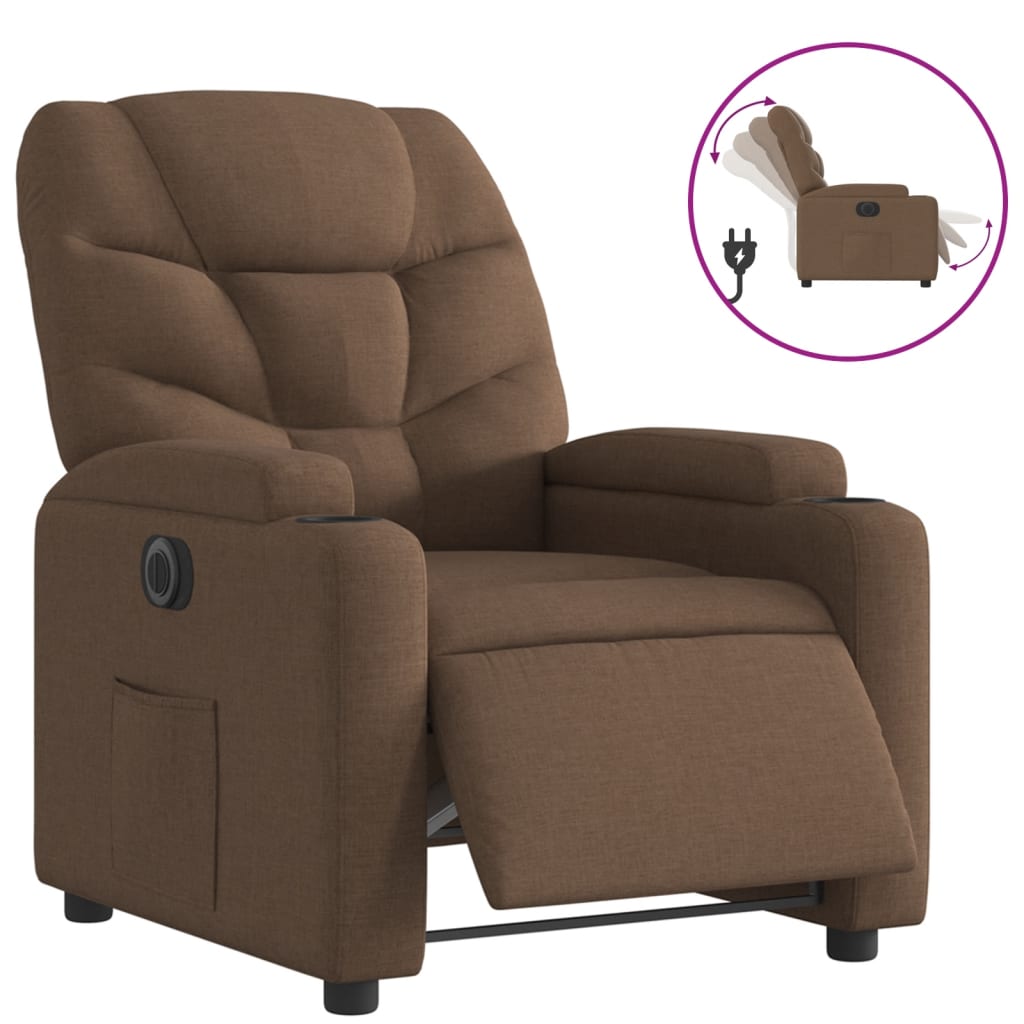 vidaXL Fauteuil inclinable électrique Marron Tissu