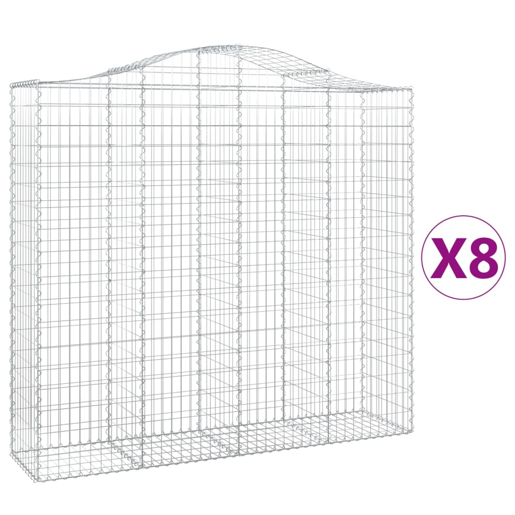 vidaXL Paniers à gabions arqués 8 pcs 200x50x180/200 cm Fer galvanisé