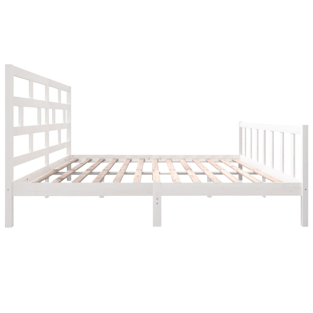 vidaXL Cadre de lit Blanc Bois de pin massif 180x200 cm Super King