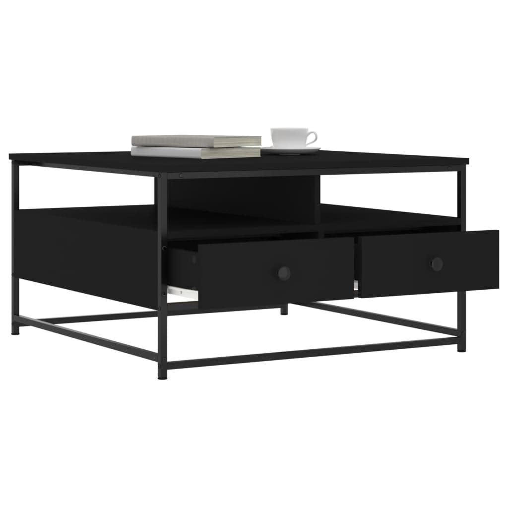 vidaXL Table basse noir 80x80x45 cm bois d'ingénierie