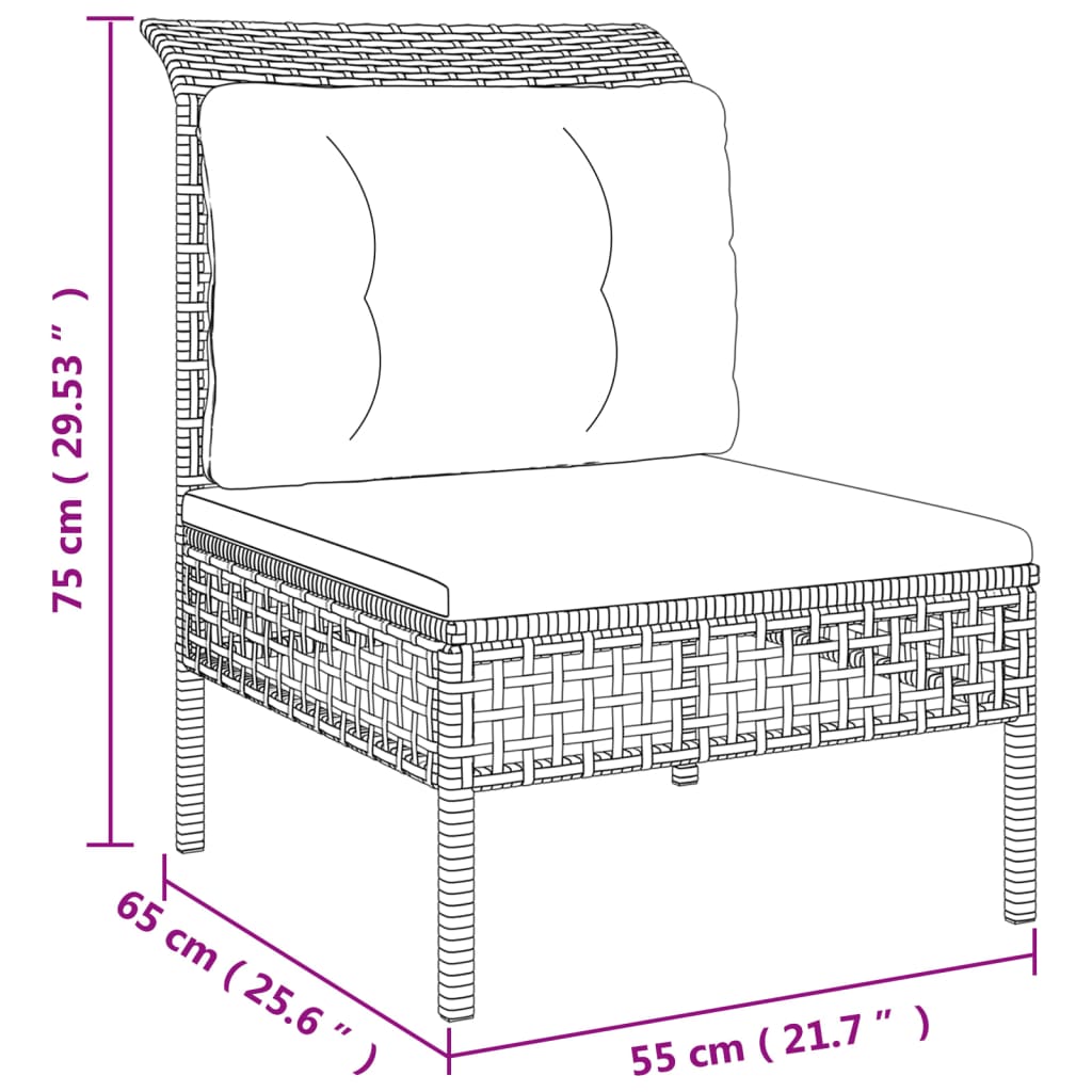 vidaXL Salon de jardin 6 pcs avec coussins Gris Résine tressée