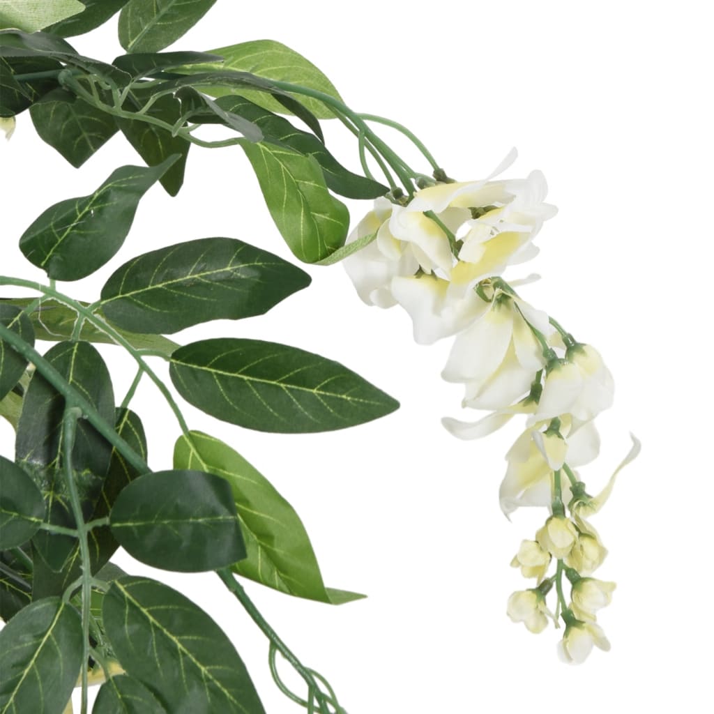 vidaXL Glycine artificielle 840 feuilles 120 cm vert et blanc