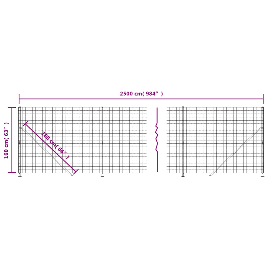 vidaXL Clôture en treillis métallique avec bride anthracite 1,6x25 m