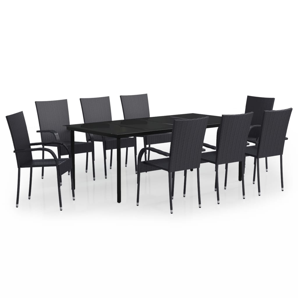 vidaXL Ensemble à manger de jardin 9 pcs Noir