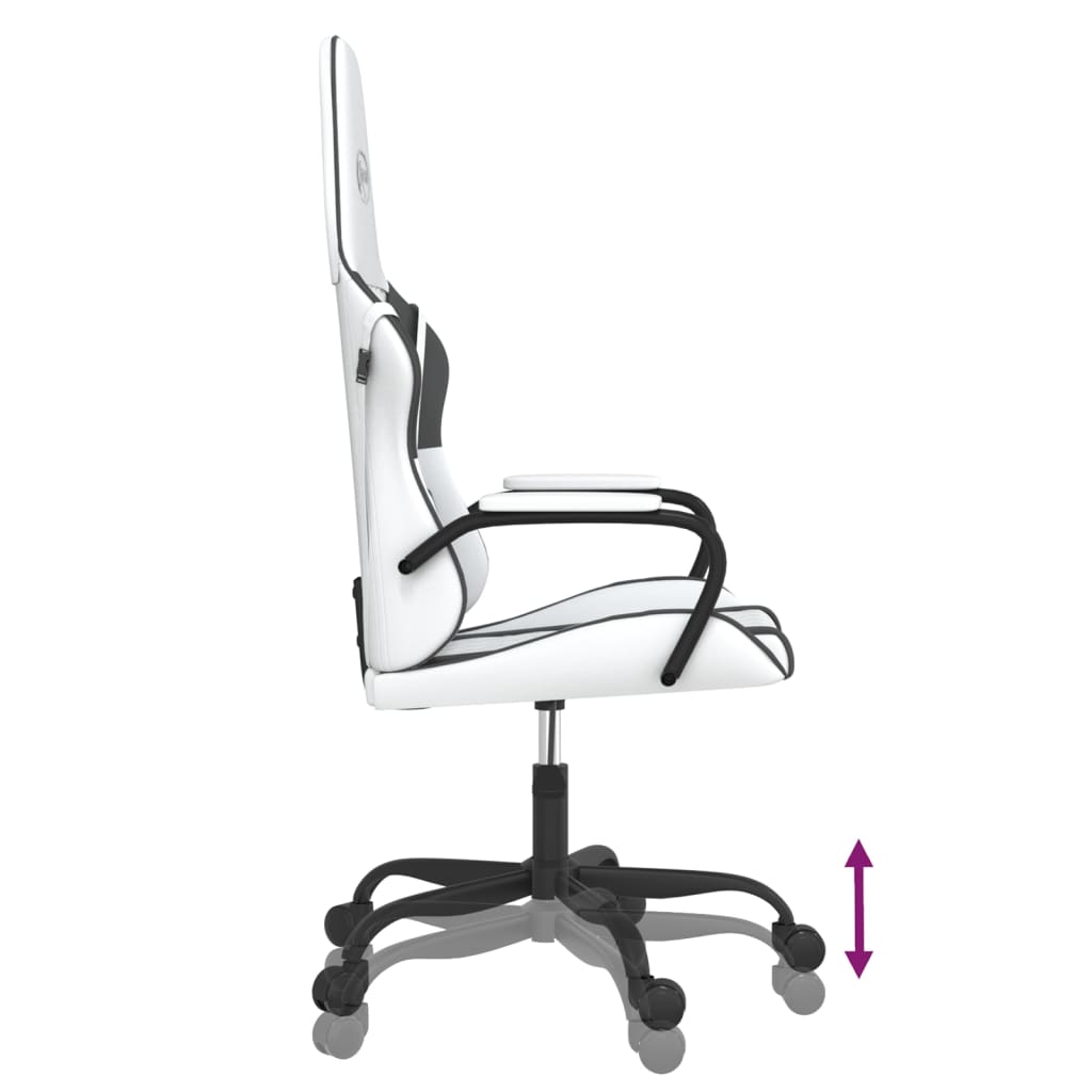 vidaXL Chaise de jeu Blanc et noir Similicuir