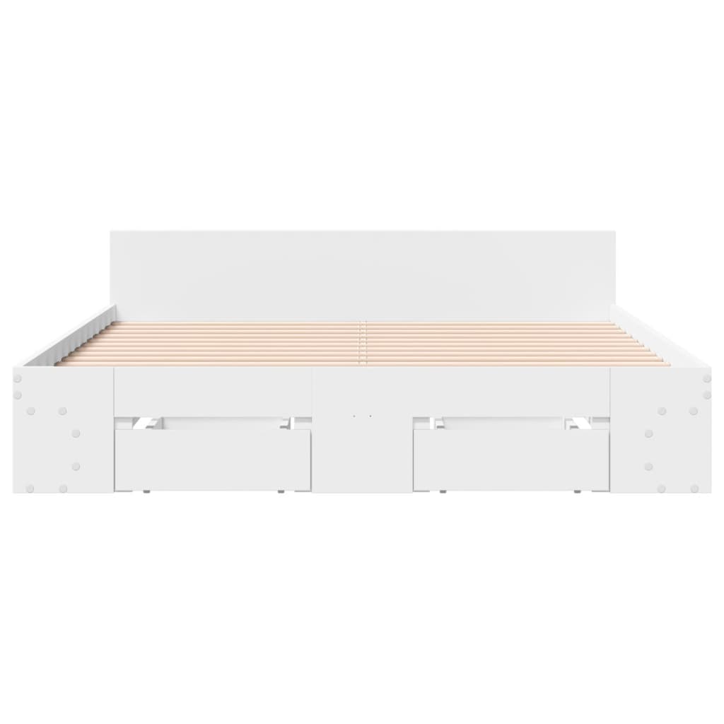 vidaXL Cadre de lit avec tiroirs blanc 120x200 cm bois d'ingénierie