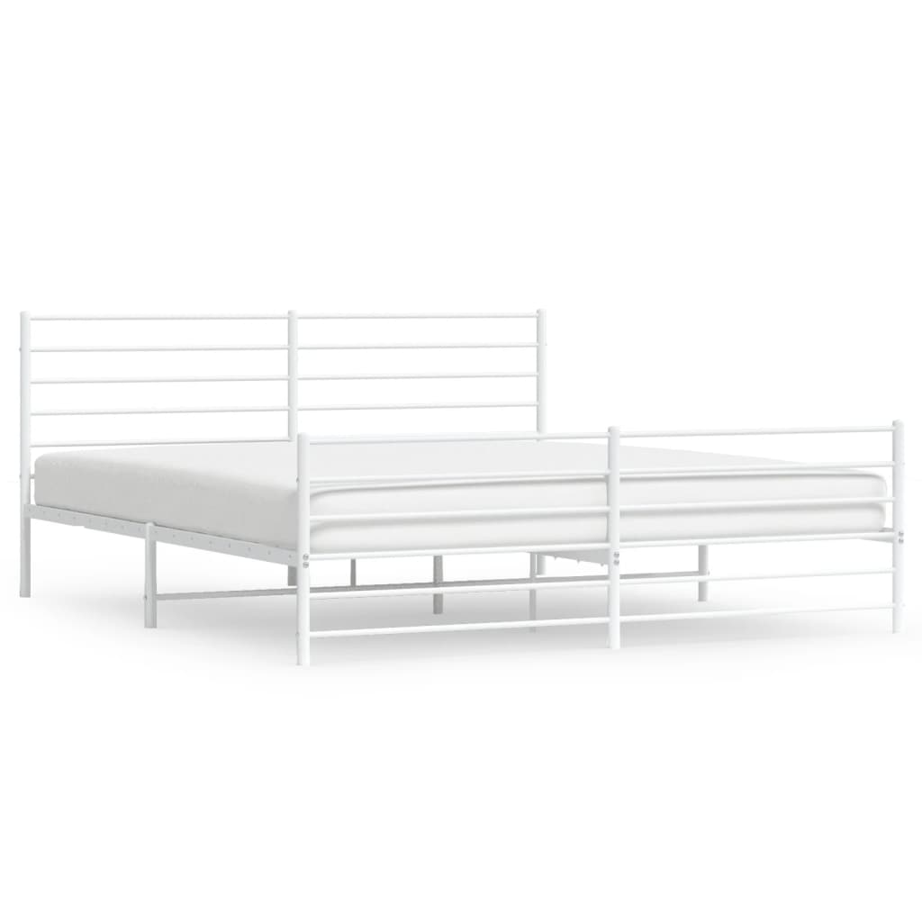 vidaXL Cadre de lit métal sans matelas et pied de lit blanc 200x200 cm