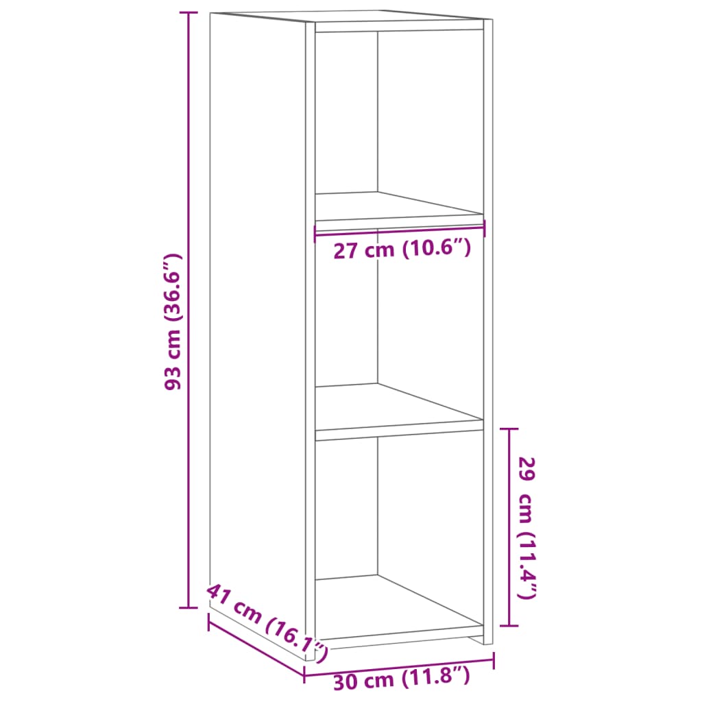 vidaXL Buffet gris béton 30x41x93 cm bois d'ingénierie