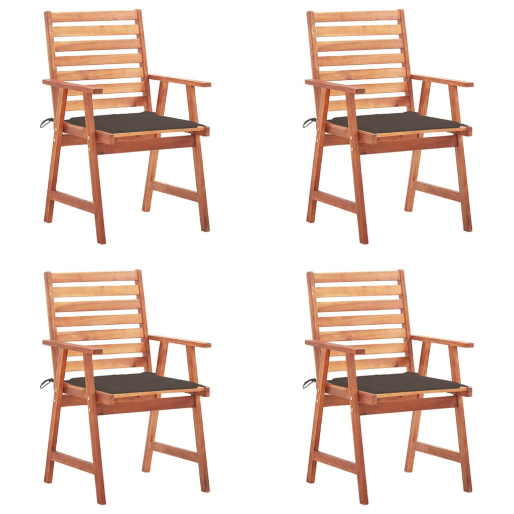 vidaXL Chaises à manger d'extérieur lot de 4 et coussins Acacia massif