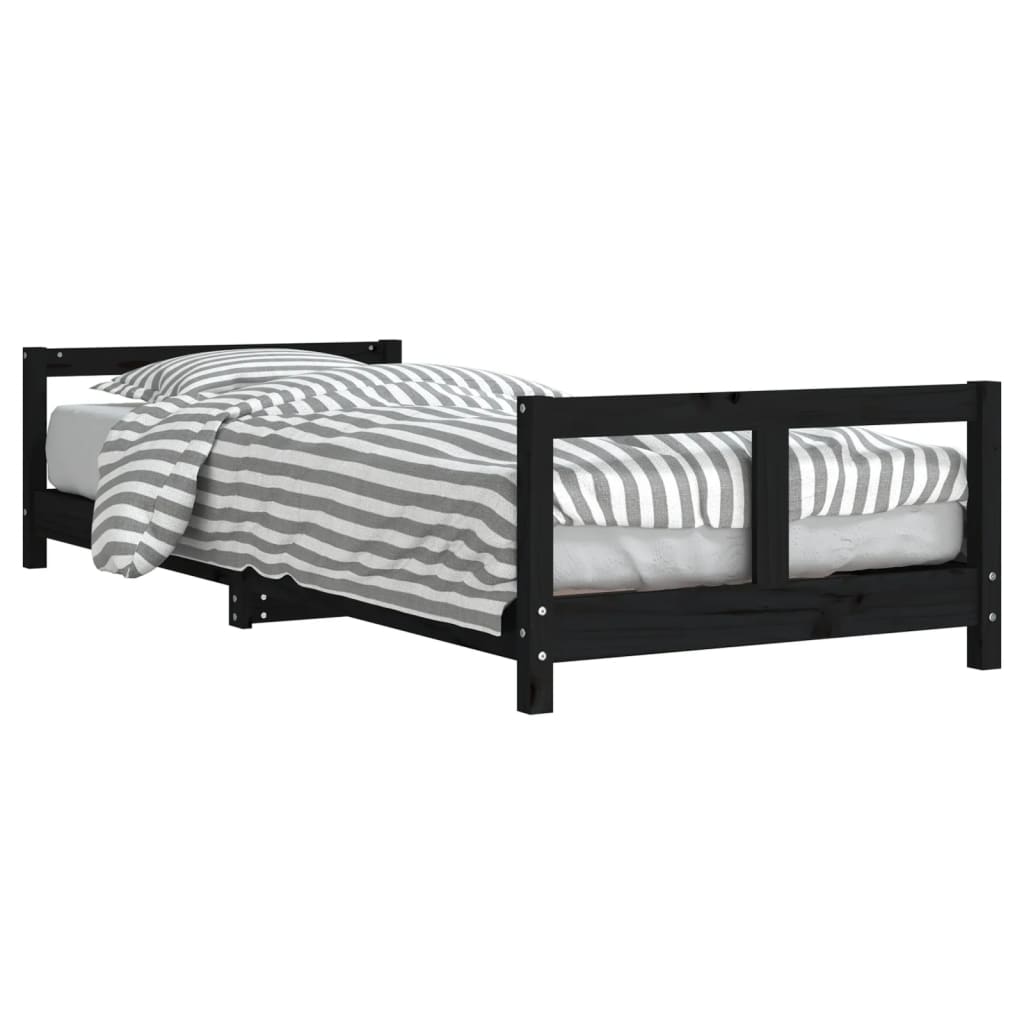 vidaXL Cadre de lit pour enfants noir 80x200 cm bois de pin massif