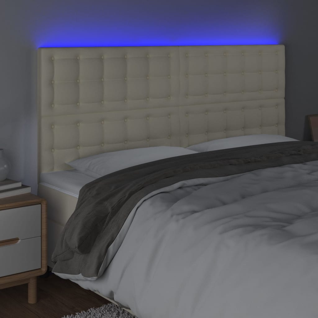 vidaXL Tête de lit à LED Crème 180x5x118/128 cm Similicuir