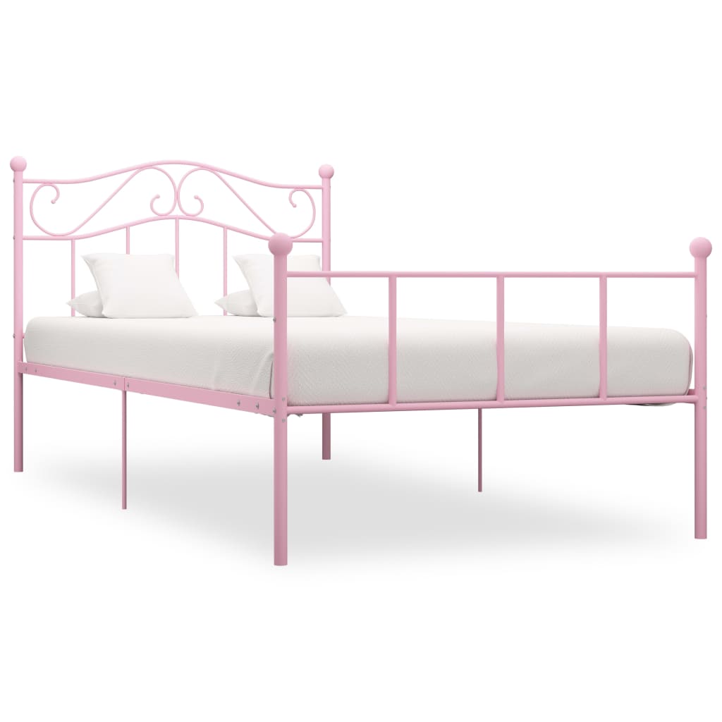 vidaXL Cadre de lit sans matelas rose métal 90x200 cm