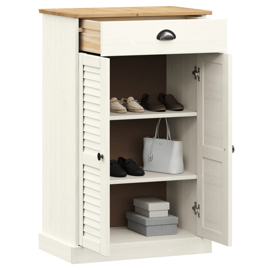 vidaXL Armoire à chaussures VIGO blanc 60x35x96 cm bois massif de pin