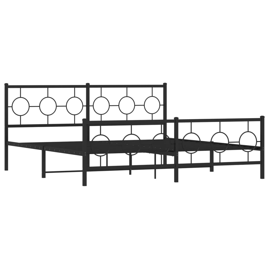 vidaXL Cadre de lit métal sans matelas avec pied de lit noir 180x200cm