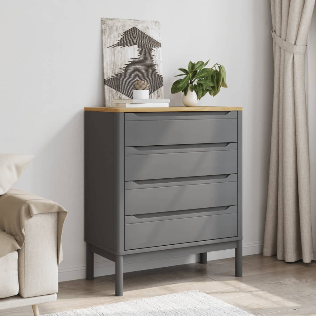 vidaXL Commode FLORO gris bois de pin massif