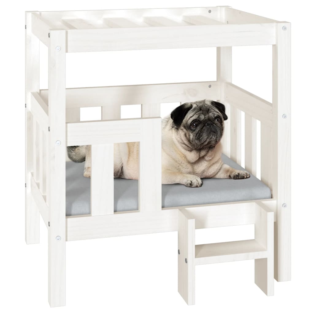 vidaXL Lit pour chien Blanc 65,5x43x70 cm Bois de pin solide