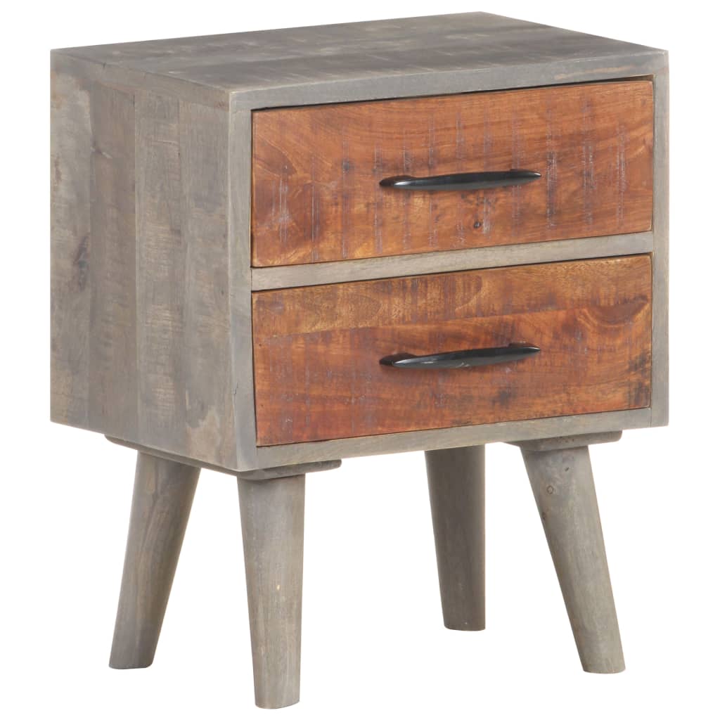 vidaXL Table de chevet Gris 40x30x50 cm Bois massif de manguier brut