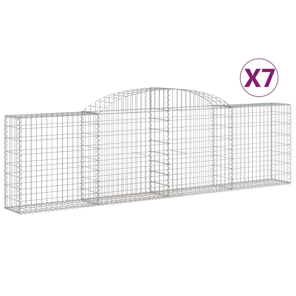 vidaXL Paniers à gabions arqués 7 pcs 300x30x80/100 cm fer galvanisé