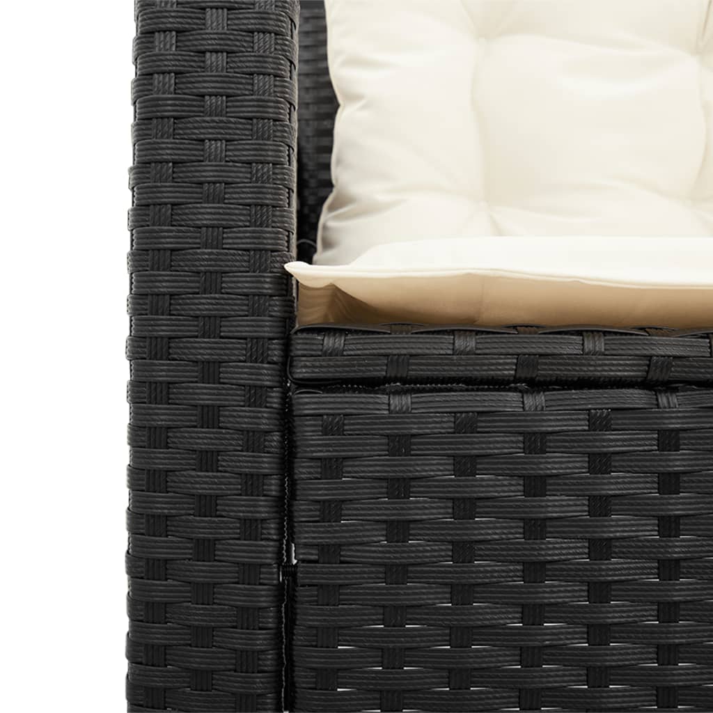 vidaXL Canapé de jardin avec table et coussins en forme de L noir