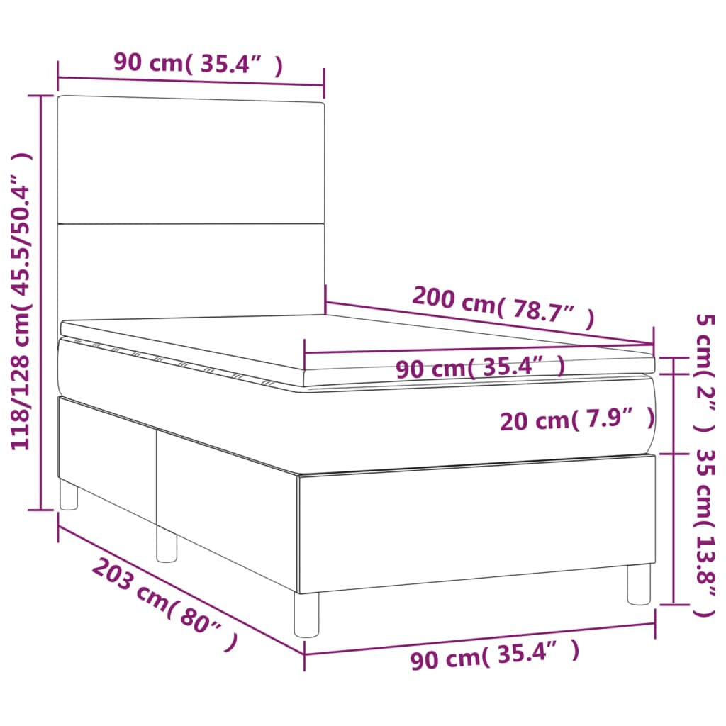 vidaXL Sommier à lattes de lit avec matelas Blanc 90x200 cm Similicuir