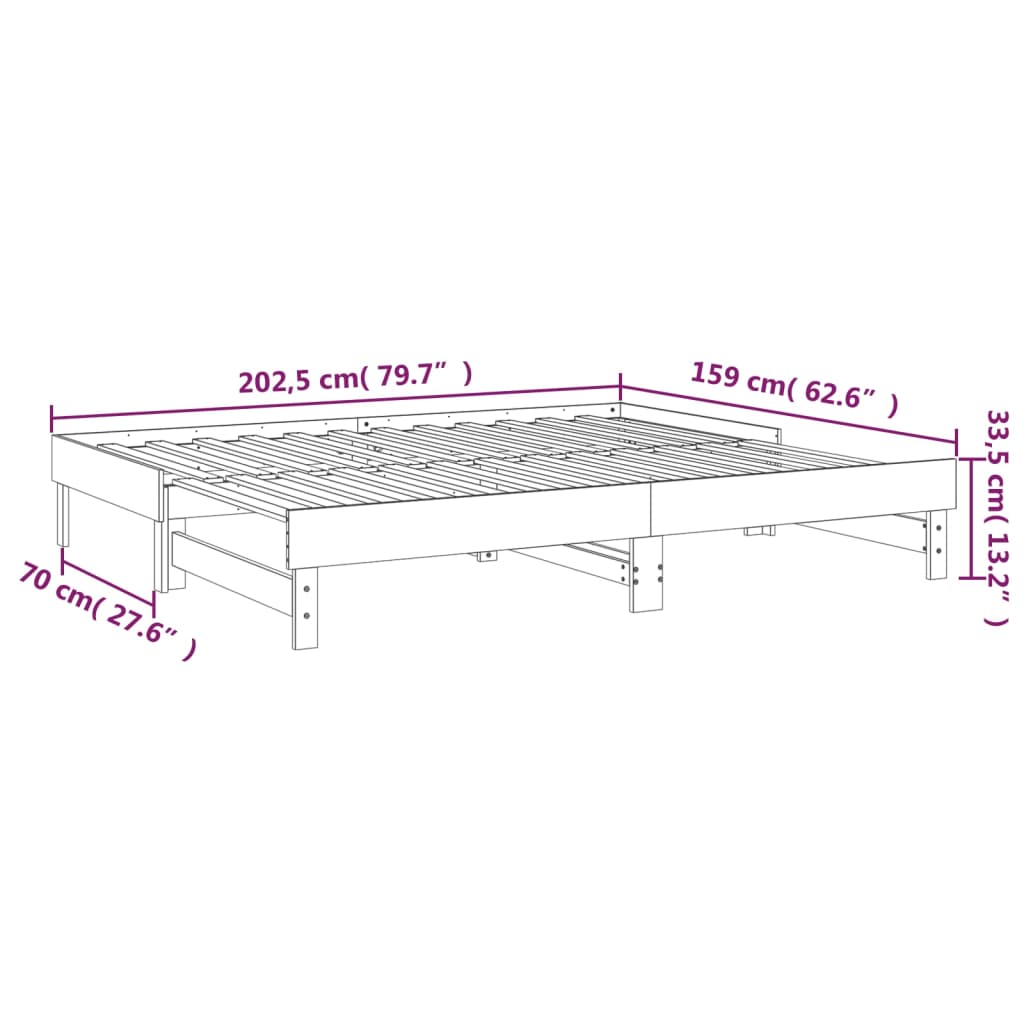 vidaXL Lit coulissant Marron miel 2x(80x200) cm Bois de pin massif