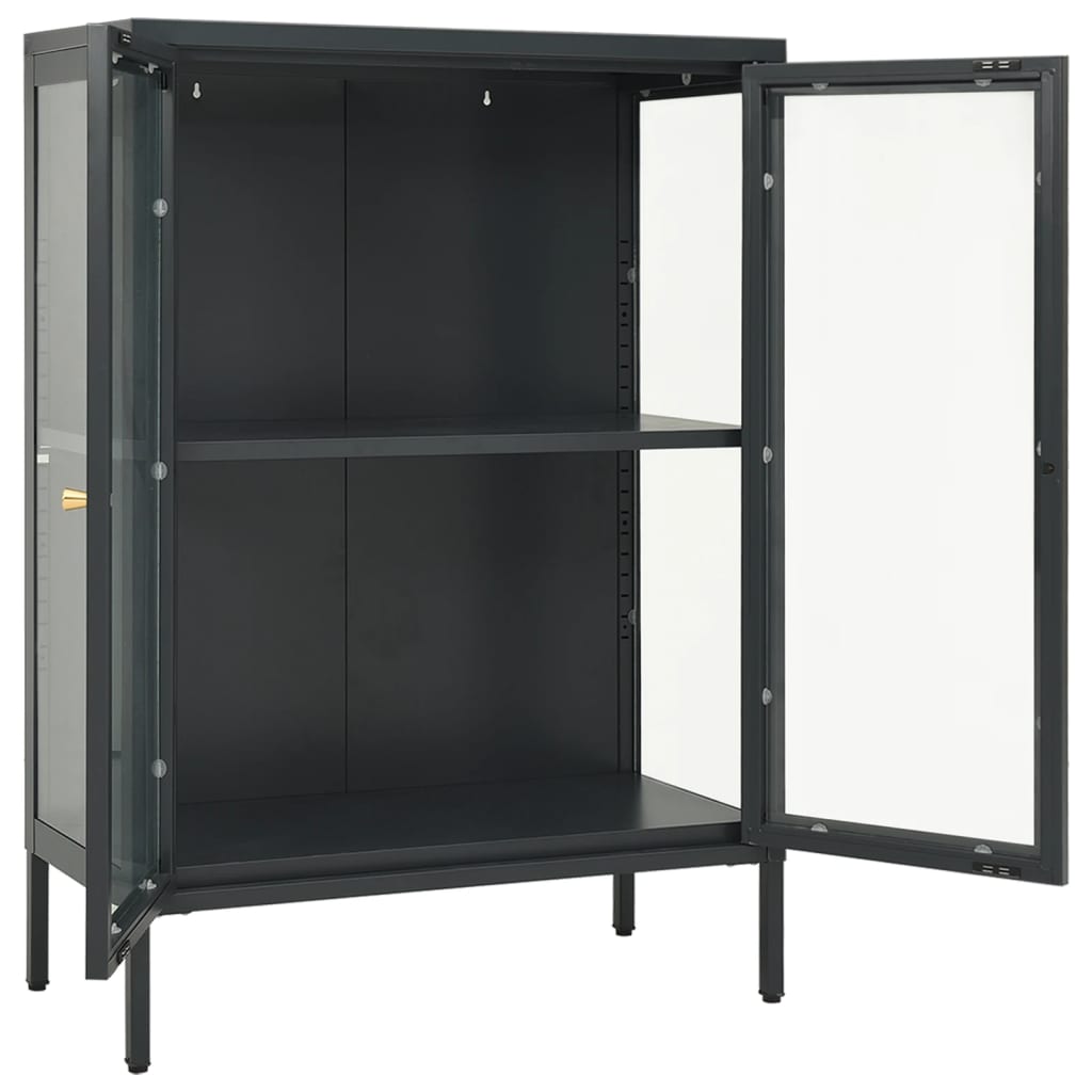 vidaXL Buffet Anthracite 75x35x105 cm Acier et verre