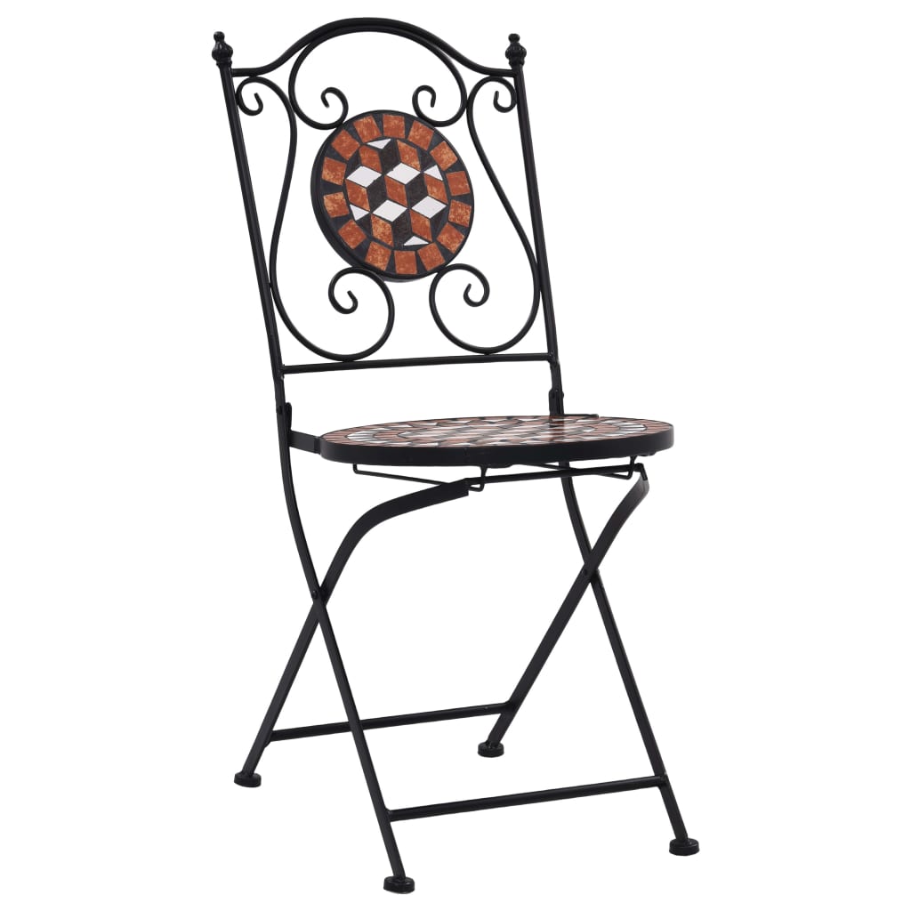 vidaXL Chaises de bistrot mosaïque lot de 2 Marron Céramique